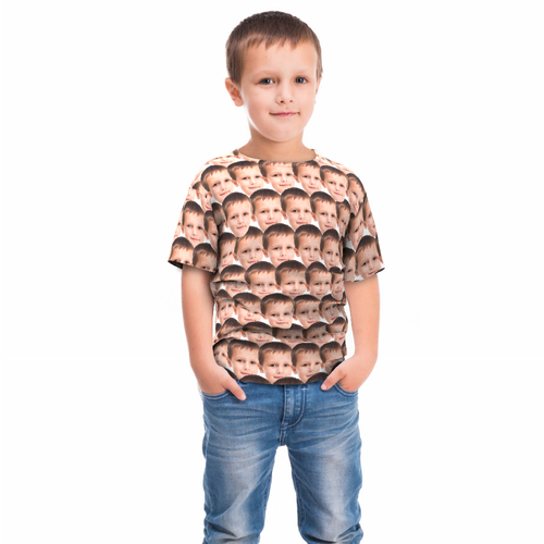 Custom Faces Mash Kid Funny All Over Print T-shirt - MyFaceTshirt