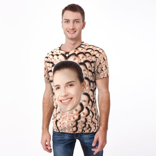 Personalized Mash Face Photo Funny All Over Print T-shirt