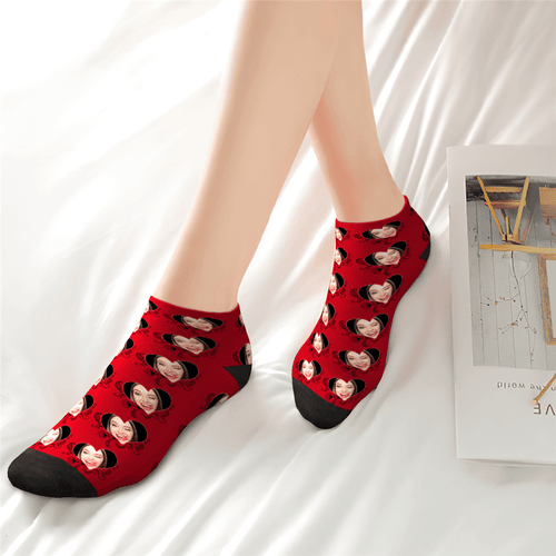 Custom Red Love Ankle Socks - Unisex