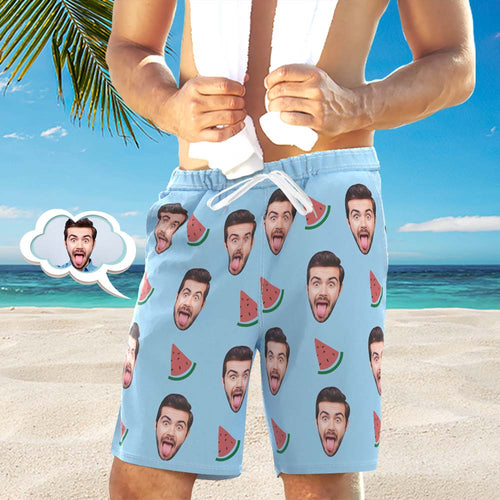 Personalised Face Photo Lounge Shorts Funny Gifts For Him Unique Gift With Drawstring