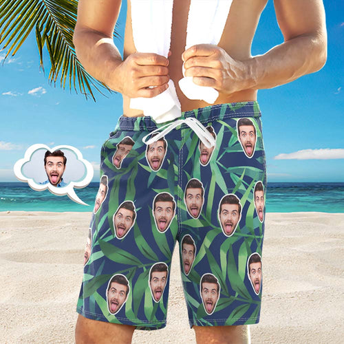 Personalised Face Photo Lounge Shorts Swim Trunks Funny Gifts For Him Unique Gift