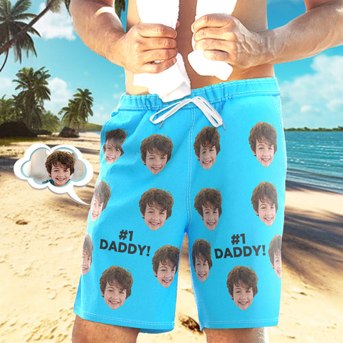 Custom Face Swim Trunks Personalised Beach Shorts Men's Casual Shorts #1 Daddy - MyFacepajamas