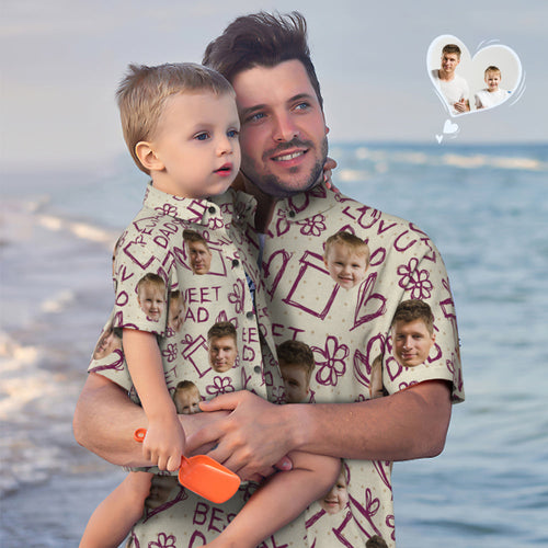 Custom Face Hawaiian Shirt Matching Father's Day Shirt Father's Day Gift - Love Dad