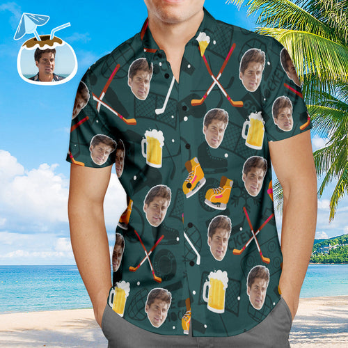 Custom Men's Hockey Hawaiian Shirts Aloha Beach Shirt For Men Perfect Hockey Clothing