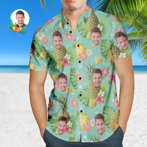Custom Men's Hawaiian Shirt Short Sleeve Fresh Fruits Button Down Beach Summer Hawaiian Shirts for Men