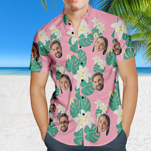 Custom Face Hawaiian Shirt Personalized Photo Summer Shirts for Men - Lily