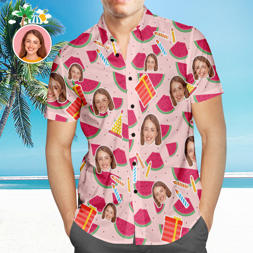 Custom Face Hawaiian Shirt All Over Print Melons Mens Festival Shirt Gift for Him