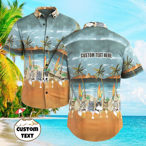 Custom Men Hawaiian Shirts Personalized Text Shirts Gifts for Pet Lover - Pet Cat Party
