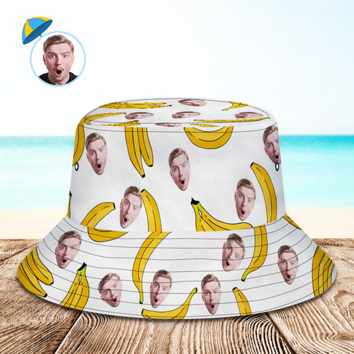 Custom Face Bucket Hat Unisex Personalized Photo Summer Cap Banana Hiking Beach Hats Gift for Lover