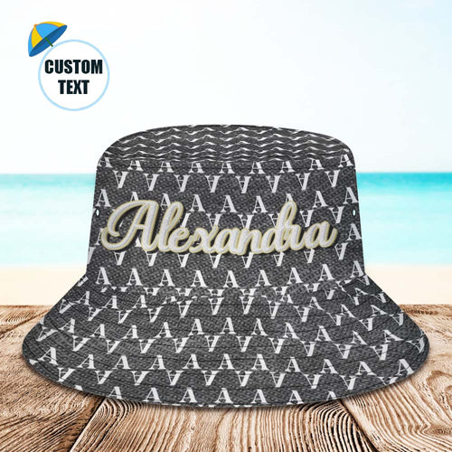 Custom Bucket Hat Unisex Black Fisherman Hat Personalised Your Name - MyFacepajamas