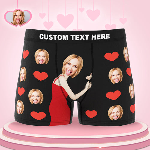 3D Preview Personalize Face Boxer Love Heart Custom Funny Underwear Anniversary Gift For Him