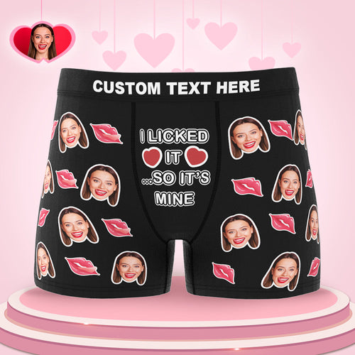 3D Preview Custom Face Boxer I Licked It So It's Mine Underwear Valentine's Day Gift for Boyfriend