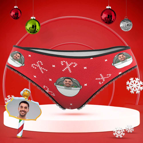 Custom Face Underwear Personalised Women Panties With Photo Christmas Gifts Red