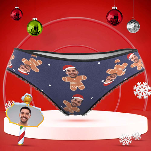 Custom Face Underwear Personalised Women Panties With Photo Christmas Gifts - Gingerbread