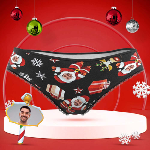 Custom Face Underwear Personalised Women Panties With Photo Santa Snowman Christmas Gifts