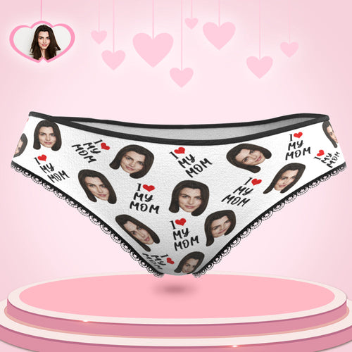 Personalised Face Panties Custom Heart Photo Underwear Gift For Mom - I Love Mom
