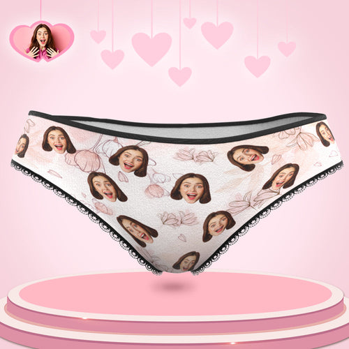 Personalised Face Flowers Panties Custom Womens Photo Underwear Gift For Her