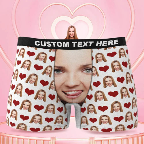3D Preview Custom Face Boxer Shorts Personalised Photo Boxer with Love Heart