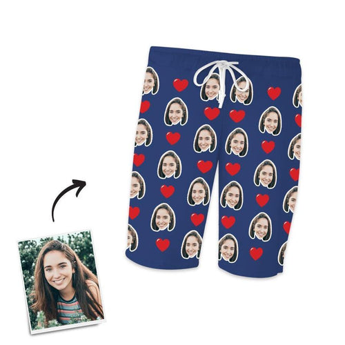 Custom Face Short Sleeved Pajamas With Hearts - Unique Pajamas Gifts For Mom