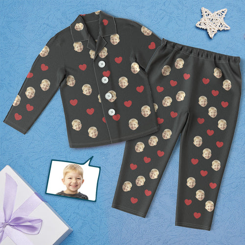 Custom Face Children's Pajamas Personalised Kid's Sleepwear - Love Heart
