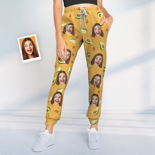 Custom Face Sweatpants Personalised Unisex Joggers Avocado Design