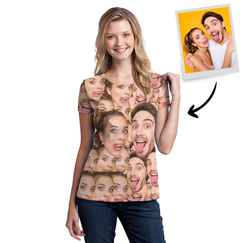 Personalized Couple Face Mash T-shirt