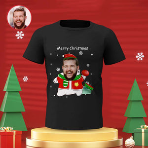 Custom Face T-shirt Personalised Photo T-shirt Gift For Women And Men Merry Christmas