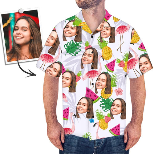 Custom Face Shirt Men's Hawaiian Shirt Pineapple And Watermelon