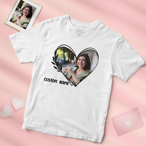 Custom Photo And Name Heart Shirt Personalised Picture T-Shirt Gift For Mom - MyFacepajamas
