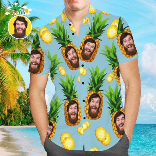 Custom Hawaiian Shirts Blue Funny Pineapple Online Preview Personalized Aloha Beach Shirt For Men