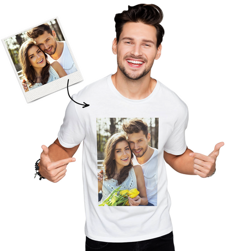 Custom Photo Men's Cotton T-shirt Short Sleeve Love My Family