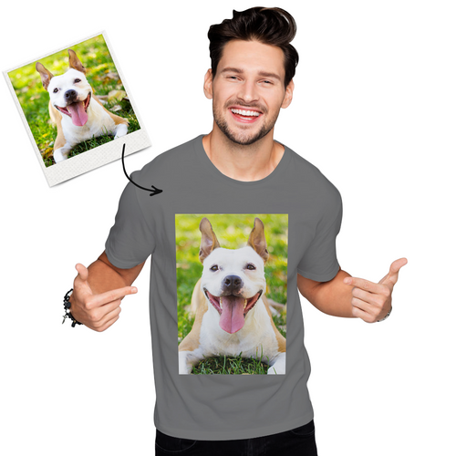 Custom Photo Men's Cotton T-shirt Short Sleeve Pet Lover