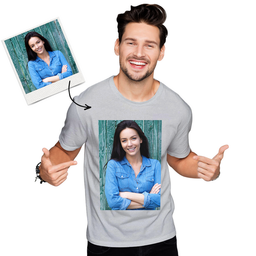 Custom Photo Men's Cotton T-shirt Short Sleeve Gifts for Love