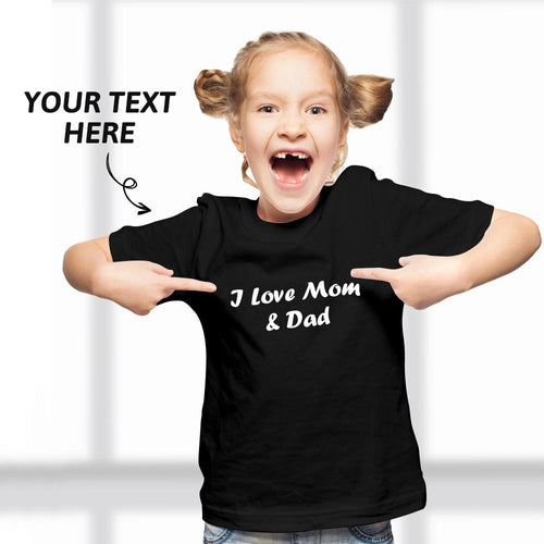 Custom Text Kid T-Shirt 2-6 years old Cotton T-Shirt Black
