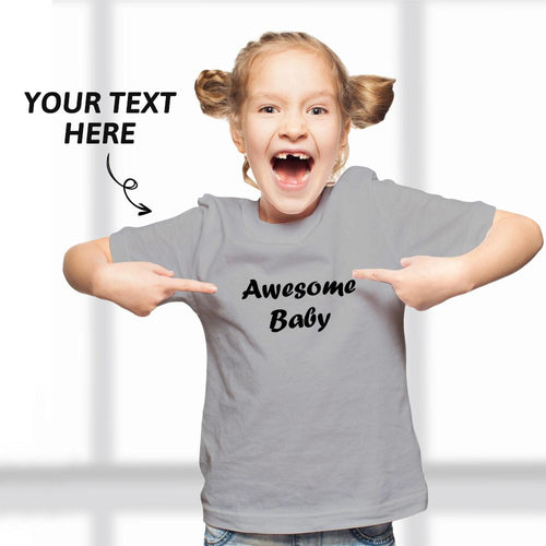 Custom Text Kid T-Shirt 2-6 years old Cotton T-Shirt Grey
