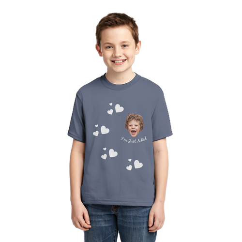 Custom Face Heart Shirt Polyester T-shirt Melanin Skin Color Kids Shirts