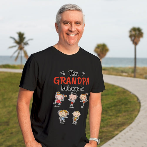 Personalized Name Cartoon T-Shirt Black Personalized Shirt Best Gift For Grandpa
