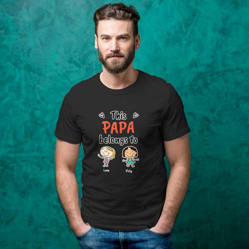Personalized Name Cartoon T-Shirt Black Personalized Shirt Best Gift for PAPA