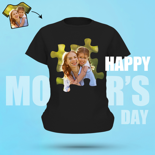 Custom Photo Shirt Personalised Puzzle T-shirt For Mom Women's Cotton T-shirt