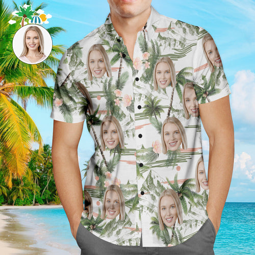 Custom Face Online Preview Personalized Hawaiian Shirt All Over Print Coconut Tree