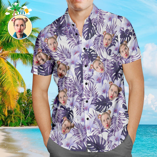 Custom Hawaiian Shirts Purple Rainforest Leaves Online Preview Personalized Aloha Beach Shirt For Men