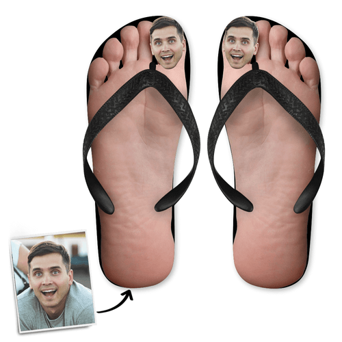 Custom Face Photo Big Toe Flip Flops, Sandal with His Face