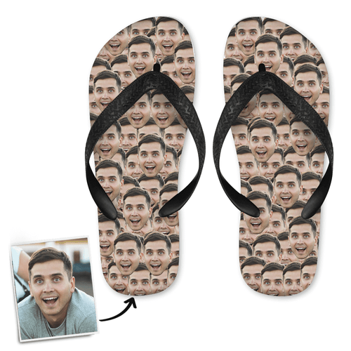 Custom Face Mash Photo Flip Flops, Sandal with His Face