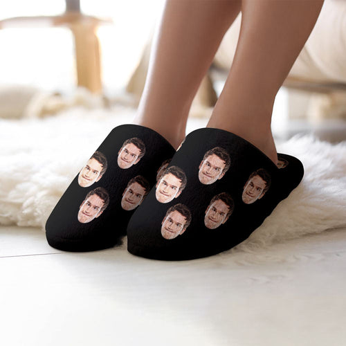 Custom Face Women's and Men's Slippers Personalized Casual House Shoes Indoor Outdoor Bedroom Cotton Slippers