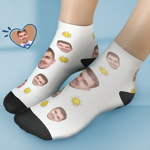 Custom Short Face Socks Personalised Photo Ankle Socks Summer Gifts - Sun
