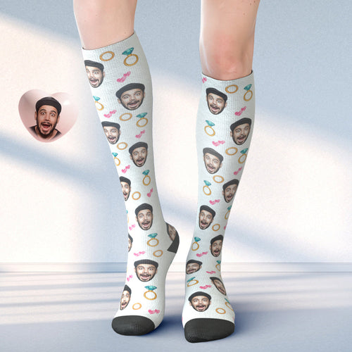 Custom Face Knee High Socks Personalised Photo Socks Gifs For Wedding