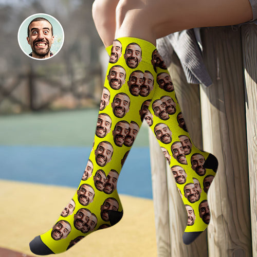 Custom Knee High Face Socks Summer Socks - Full Face
