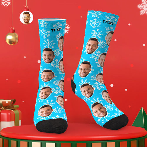 Custom Face Socks Personalised Photo Socks Christmas Gift - Snowflake