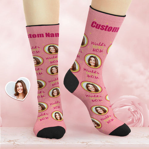 Custom Breathable Face Socks Personalised Soft Socks Mother's Day Gifts World's Best Mom - MyFacepajamas