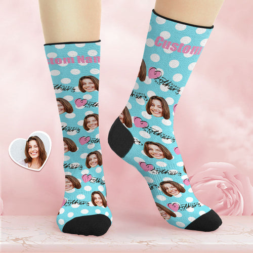 Custom Breathable Face Socks Personalised Soft Spotty Socks Gifts For Mom Happy Mother's Day - MyFacepajamas